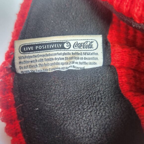 Coca Cola Waffle Knit Hat Beanie with Three Embroidered Polar Bears Unisex Adult - Picture 9 of 10